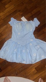 Viet Blue Floral Off-Shoulder Dress