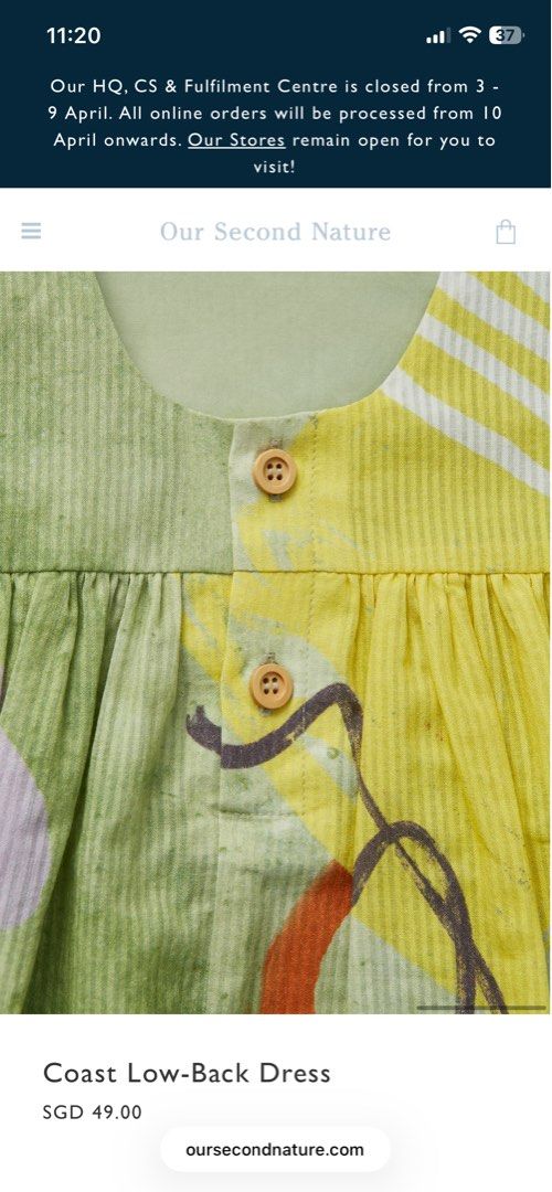 OSN OMN Our mini nature Coast Low-Back Dress (Category: Babies & Kids Fashion) located in Singapore. Submitted by poppyyysells (Listing ID 1429861294, Image 3). Description: Our mini nature Coast low back dress Size 4 Very good condition https://oursecondnature.com/home/8129-coast-low-back-dress.html#/size-18/colours-coast_blue.