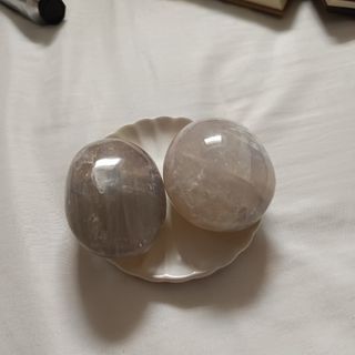 large blue rose quartz palm stones