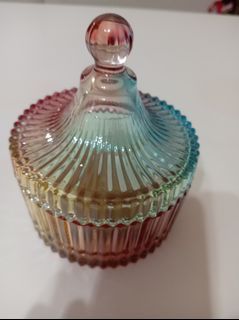 Rainbow Glass Candy Jar with Lid