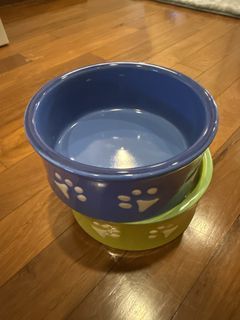 Ceramic Pet Bowls with Paw Prints
