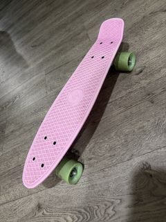 Pink Penny Skateboard with Green Wheels