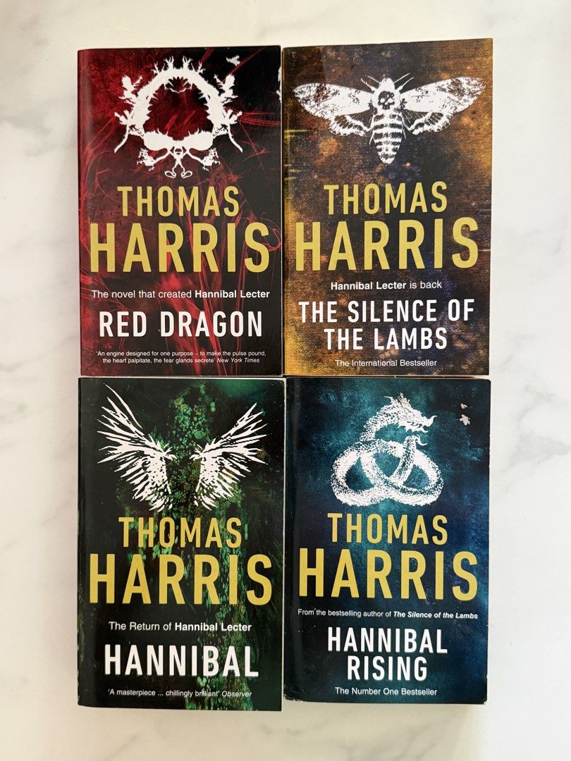Hannibal Lecter Series -Thomas Harris (Category: Children's Books) located in Singapore. Submitted by mellifluousrhaes02 (Listing ID 1437816912, Image 1). Description: - Complete 4 book Hannibal Lecter series by Thomas Harris. - Includes: Red Dragon, The Silence of the Lambs, Hannibal, and Hannibal Rising - 4 books for $15.