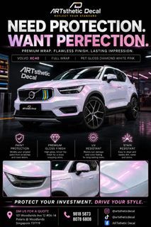 Full Car Wrap - Volvo XC40 PET Diamond White Pink