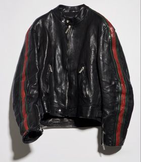 Rare Gucci Leather Jacket with Iconic Stripe Detail