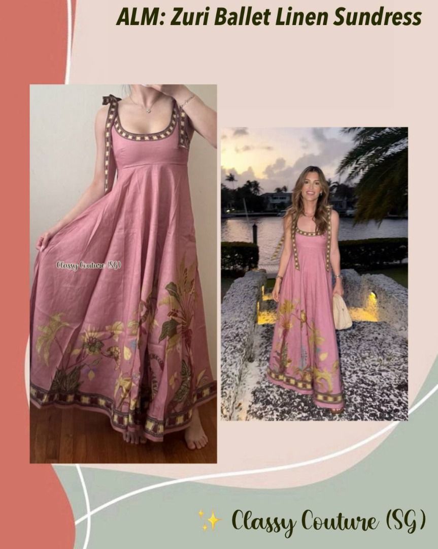 Alemais Zuri Pink Ballet Linen Midi Dress Sundress (Category: Dresses) located in Singapore. Submitted by classycouture_sg (Listing ID 1438118014, Image 1). Description: 🧚‍♀️ 5% off any 2 or more items, always the best prices here! 🧚‍♀️ 🧚‍♀️ Insta @classy.couture.sg for exclusive deals & pieces 🧚‍♀️ ✅ sizes AU6/8/10/12 A sun-kissed artisanal moment — ALEMAIS Zuri Ballet Linen Midi Dress 🩰 This breezy linen sundress features florals, complete