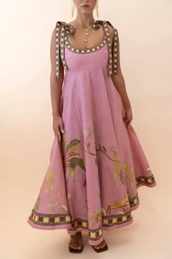 Alemais Zuri Pink Ballet Linen Midi Dress Sundress (Category: Dresses) located in Singapore. Submitted by classycouture_sg (Listing ID 1438118014, Image 8). Description: 🧚‍♀️ 5% off any 2 or more items, always the best prices here! 🧚‍♀️ 🧚‍♀️ Insta @classy.couture.sg for exclusive deals & pieces 🧚‍♀️ ✅ sizes AU6/8/10/12 A sun-kissed artisanal moment — ALEMAIS Zuri Ballet Linen Midi Dress 🩰 This breezy linen sundress features florals, complete