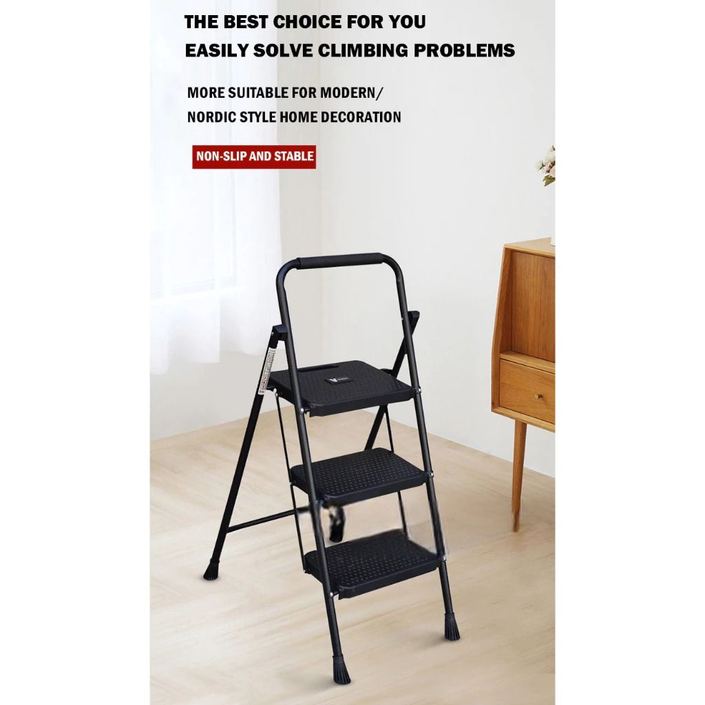 Portable Foldable Step Ladder | Anti Slip Step Ladder | Space Saving Folding Ladder | Heavy Duty Steel Step Stool | Easy Carry Household Ladder | Indoor Multi Step Ladder | Widen Pedal Safety Ladder | Stable Home Utility Ladder (Category: Ladders & Steps) located in Singapore. Submitted by casahomesg (Listing ID 1438992682, Image 8). Description: Upgrade your home safety and convenience with this Easy Carry Foldable Step Ladder designed for every