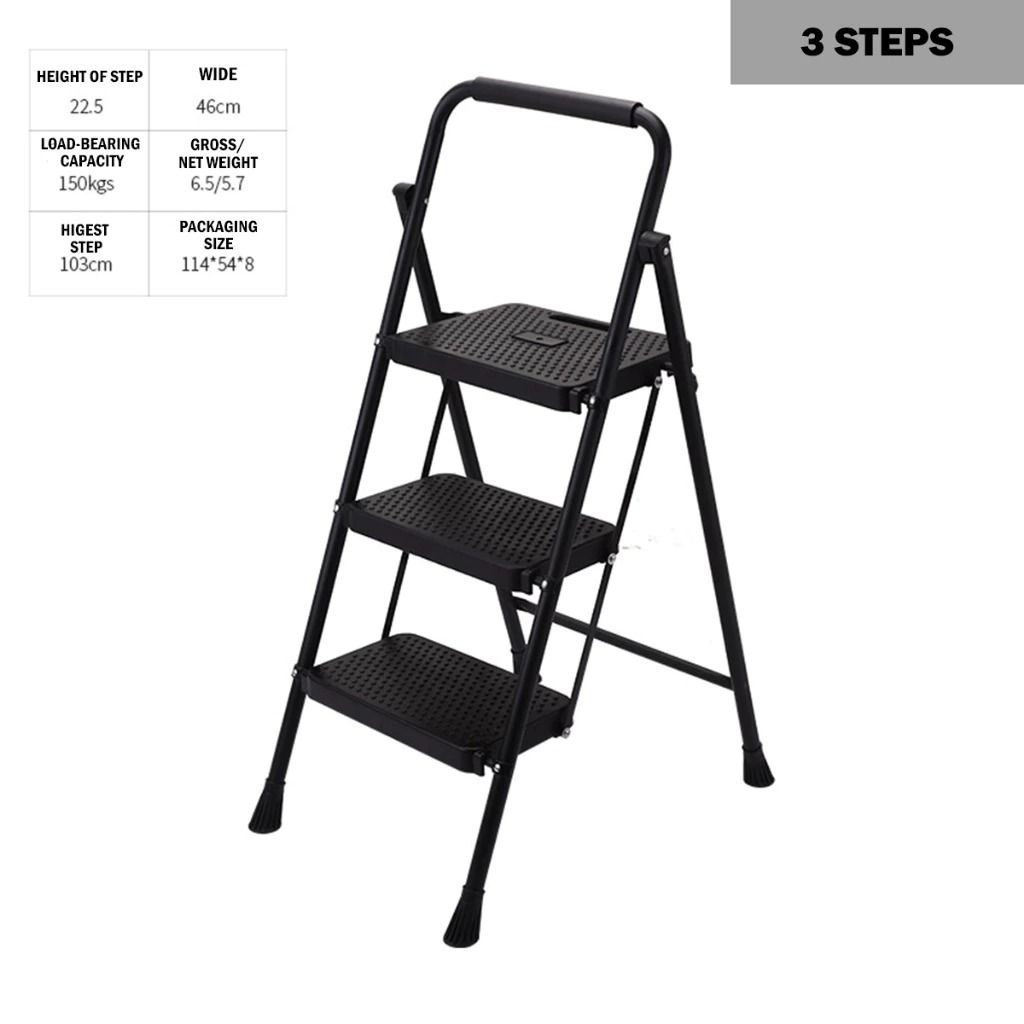 Portable Foldable Step Ladder | Anti Slip Step Ladder | Space Saving Folding Ladder | Heavy Duty Steel Step Stool | Easy Carry Household Ladder | Indoor Multi Step Ladder | Widen Pedal Safety Ladder | Stable Home Utility Ladder (Category: Ladders & Steps) located in Singapore. Submitted by casahomesg (Listing ID 1438992682, Image 2). Description: Upgrade your home safety and convenience with this Easy Carry Foldable Step Ladder designed for every