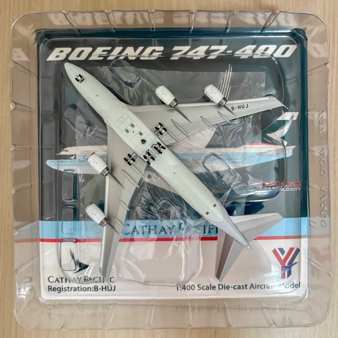 YY WINGS CATHAY PACIFIC CX BOEING 747-400 B-HUJ FINAL FLIGHT 1:400 AIRCRAFT AIRPLANE MODEL DIE-CAST (Category: Vehicle & Diecast Models) located in Singapore. Submitted by flightpathmodel (Listing ID 1439164704, Image 9). Description: - BRAND NEW IN BOX - NOT DISPLAYED, NOT OPENED BEFORE - COMES WITH COLLECTOR CARD - FINAL FLIGHT FOR CATHAY PACIFIC - NON-NEGOTIABLE, PRICE FIXED.