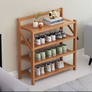 Fingers bamboo shoerack simple space-saving shoe footwear storage minimalist design for home living room use