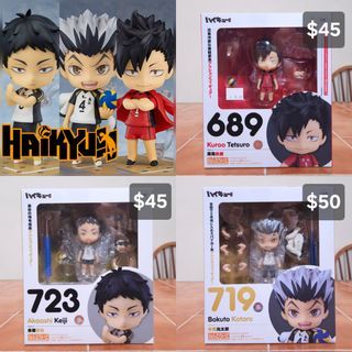 Haikyuu Nendoroid Nekoma & Fukurodani - 689 Kuroo Tetsuro - 719 Bokuto Kotaro - 723 Akaashi Keiji - Goodsmile Company GSC Orange Rogue OR Volleyball Sports Anime Figure Figurine