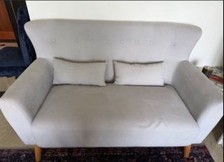 Hipvan Light Grey 2-Seater Sofa with Wooden Legs