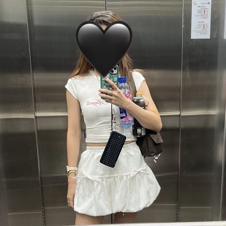 White Ribbon Bubble Skirt (Category: Skirts) located in Singapore. Submitted by skyscraper (Listing ID 1439557043, Image 1). Description: worn a few times freesized, fits XS-L from bangkok measurements: waist 9.5-16" length 12.5" details: - functional self-tie ribbon bow details at the front - elasticised waistband - no inner shorts - double lined, non-sheer - airy bubble silhouette.