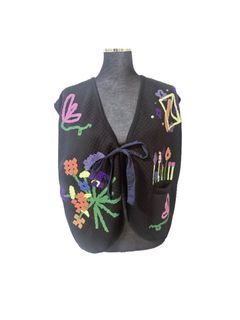 Bertjorak Black Embroidered Quilted Vest