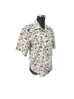 Brown Floral Button-Up Blouse