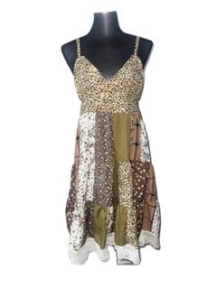 Vintagewknd Brown Patchwork Dress