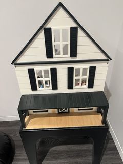 Modern Farmhouse Style Dollhouse with Furniture and Figures
