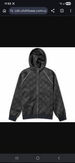 Gucci GG Monogram Zip-Up Hoodie Brand New with Tag Grey Windbreaker Jacket Coat Italian Stripes Made in Italy