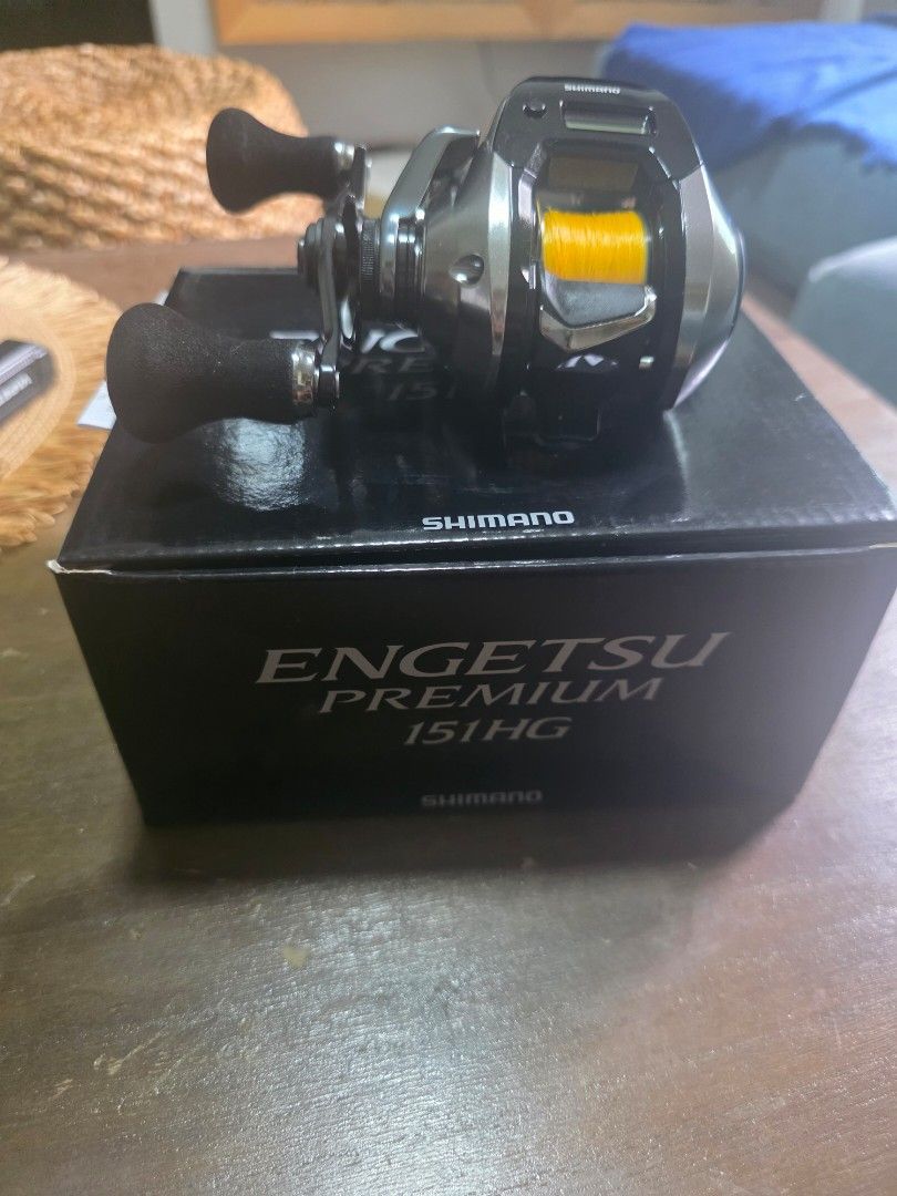 Shimano Engetsu Premium 151HG Fishing Reel (Category: Fishing) located in Singapore. Submitted by exxekym (Listing ID 1440005672, Image 1). Description: Shimano Engetsu Premium 151HG, brand new, unused. bought from lure haven. impulse purchase. braid will be removed. $110, slightly negotiable. bought from L haven. comes with receipt. no warranty as item is on sale. quick deal at $100.