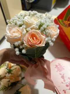 Artificial Rose Wedding Bouquet and Boutonnieres Set