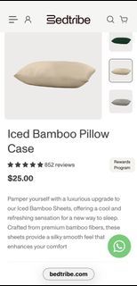 Bedtribe Iced Bamboo Pillow Case. Comes with drawstring bag. Set of 2. Colour Sand. Orig $25. Grab 1 for $14, 2 for only $26!