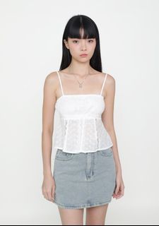 The Tinsel Rack Yvonne Eyelet Lace Top in White