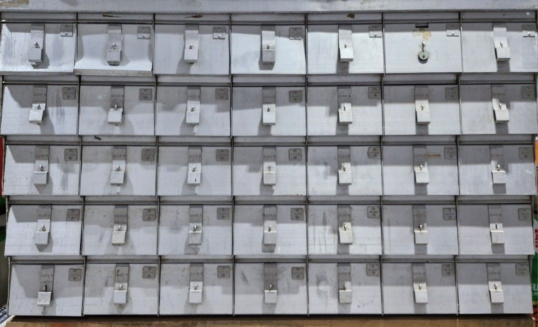 Vintage HDB Letter Box (Category: Vintage Collectibles) located in Singapore. Submitted by creative_ks (Listing ID 1369107290, Image 3). Description: 1360mm X 430mm(D) X 1455mm (Ht) 830mm (Ht) of the letter box 630mm (Ht) of the bottom wooden stand. Sincere Negotiable (No hurry to let go) Collector's Item Buyer need to arrange mover. HDB Letterbox 35 units - total 3 units - locks but can ask locksmith to unlock. The letterboxes are together and p