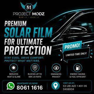 CAR SOLAR FILM PROMO | WINDOW TINTING SINGAPORE | IRR 99% UV PROTECTION | HEAT REJECTION | TESLA WINDOW TINT | BMW TINT | MERCEDES TINT | BYD TINT | XPENG TINT