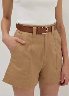Love Bonito - Wesson Belted Cotton Shorts (Khaki)