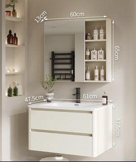 Stainless Steel 60/70/80/90/100cm Bathroom Vanity Set (Toilet Mirror Cabinet Sink Basin Cabinet)