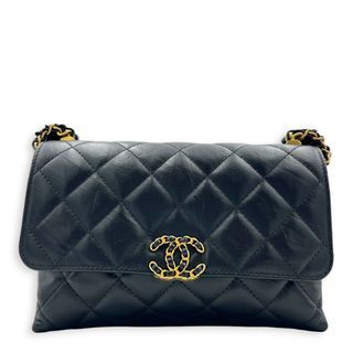 Chanel 23K CC Flap Shoulder Bag Black in Calfskin, Gold hardware