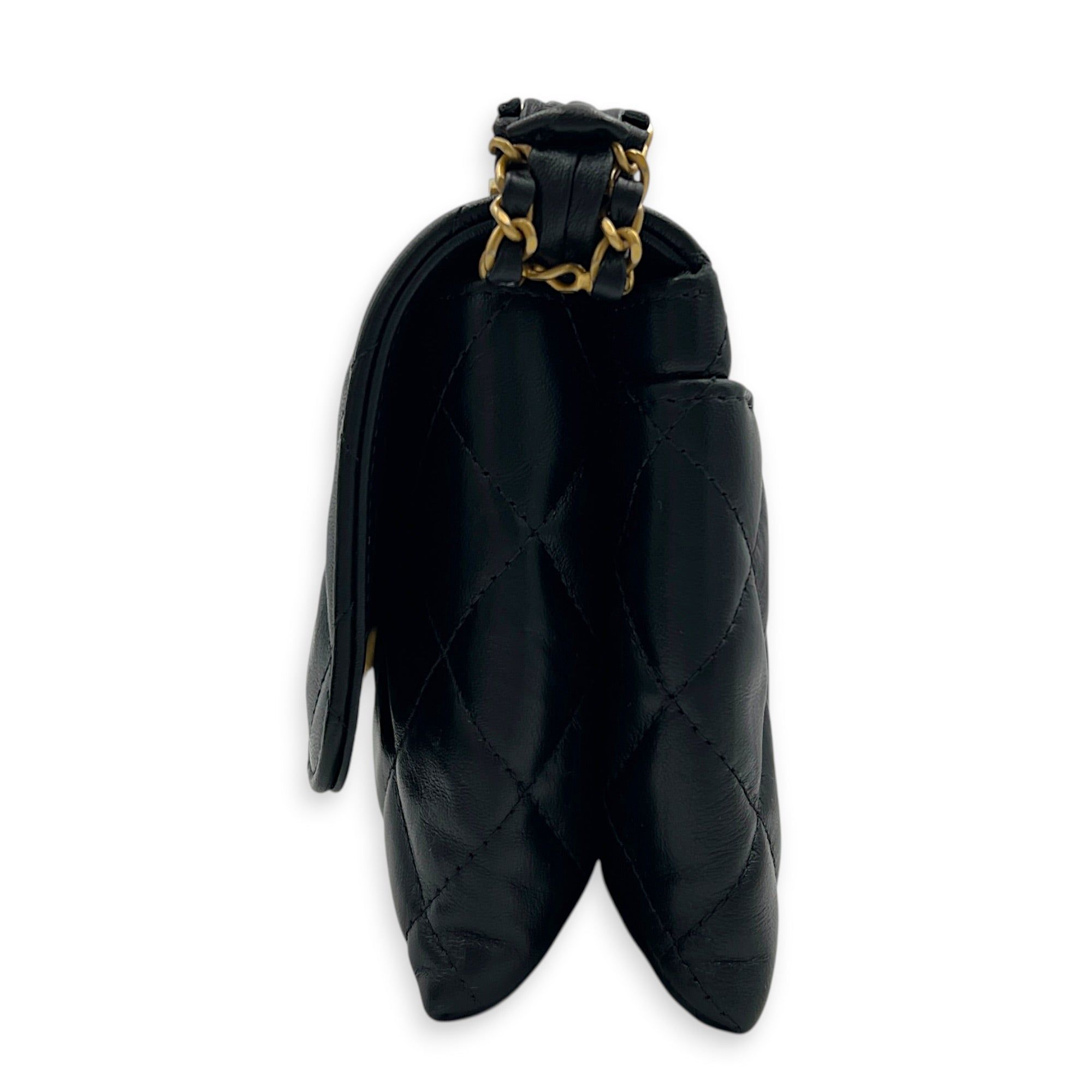 Chanel 23K CC Flap Shoulder Bag Black in Calfskin, Gold hardware (Category: Bags & Wallets) located in Singapore. Submitted by carousellluxury (Listing ID 1436857370, Image 4). Description: SKU S2604-011512AN Material Calfskin Color Black Hardware Gold Strap Included, non-detachable Dimension (L)18cm x (H)13cm x (W)3.5cm Accessories Care Card, Dust Bag, Original Box, Series N9HCC069 Circa Est NA Microchipped TRUE Condition - Surface: In very good