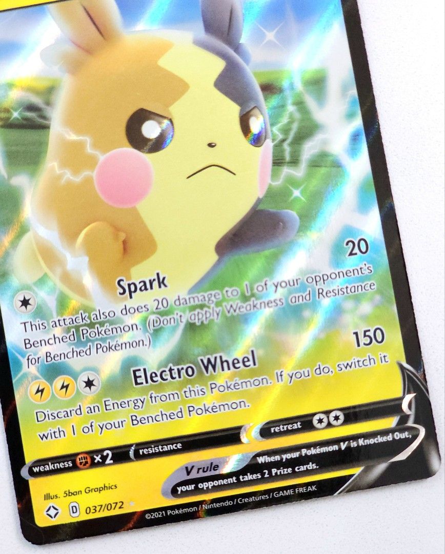 ENG 037/072 - Morpeko V (Ultra Rare) from Sword & Shield Era : Shining Fates c/w Toploader + Inner Sleeve + Printed Outer Sleeve (Jap Exclusive) featuring cute napping pokes 😍 Eevee, Yamper, Grookey, Skwovet, Pika & Morpeko, Pokemon TCG (Category: Raw Cards) located in Singapore. Submitted by pofrs (Listing ID 1436975757, Image 6). Description: Check out my other Pokemon TCG Cards here: https://yulaspace.live/u/pofrs/?search=pokemon%20tcg Card