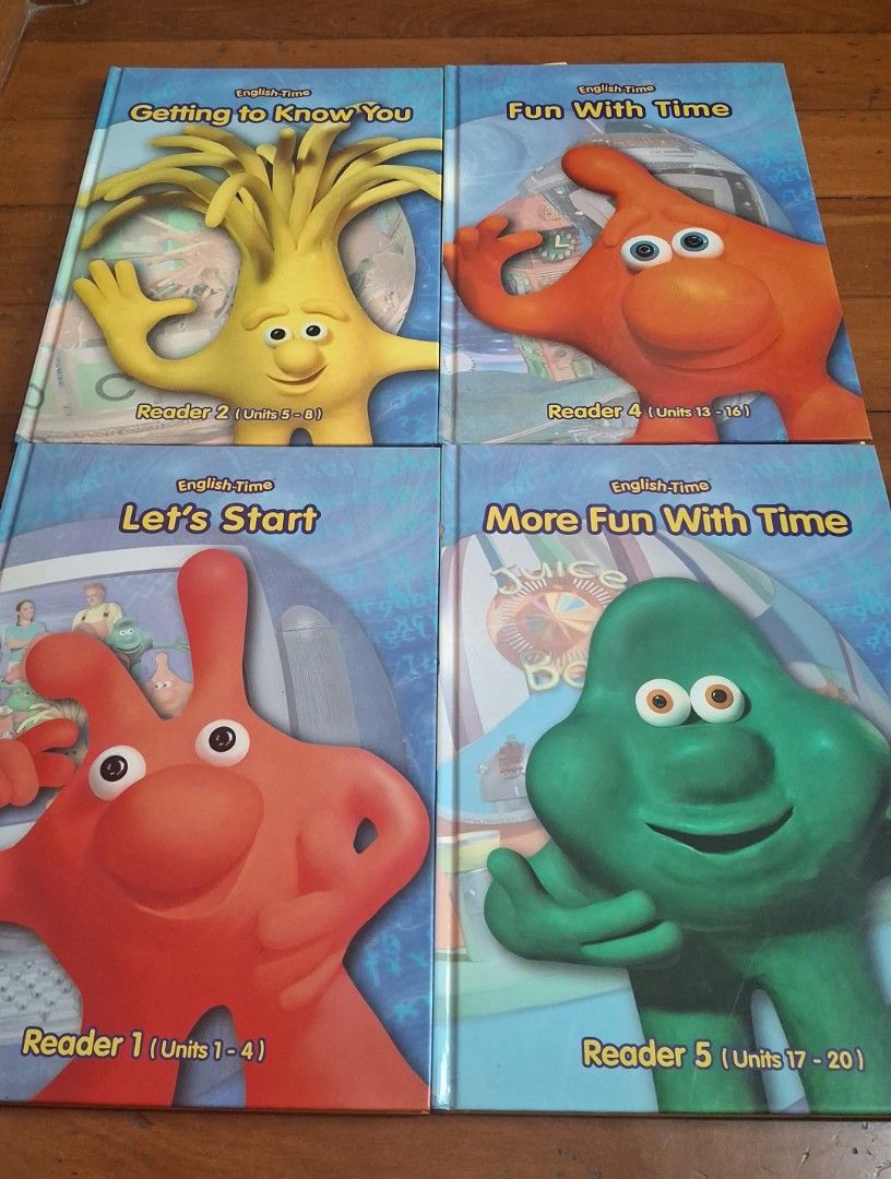 English Time Readers & Activity Books (Set of 4) (Category: Children's Books) located in Singapore. Submitted by glowingdeeps (Listing ID 1436833127, Image 1). Description: Set of 4 English Time Readers and Activity Books. Includes Readers 1,2, 4, 5 and Getting to Know You. Perfect for young learners. Great for English language practice and for those who have English as their 2nd language. Negotiable. English Time (reader 3 missing) . Great books