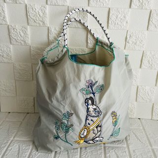 Japanese Style Embroidered Rabbit Canvas Shopping Bag