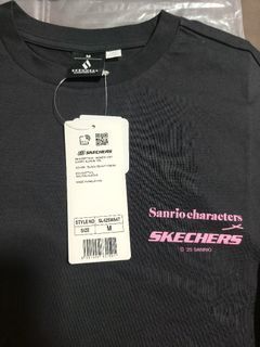 NEW Authentic Skechers x Sanrio Characters black tee shirt tshirt top pink purple design hello kitty kuromi my melody cinnamoroll oversized fit