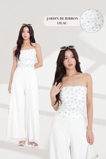 *LUXE MESH* SOL CORSET MESH TOP in Jardin Blue Ribbon