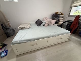 IKEA Brimnes day bed Frame with Storage Drawers and 2 mattress