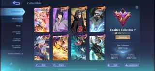 Mobile Legends Account - Exalted Collector V, High Rank, Many Skins