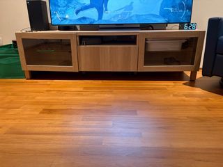 Wooden TV Stand with Glass Doors