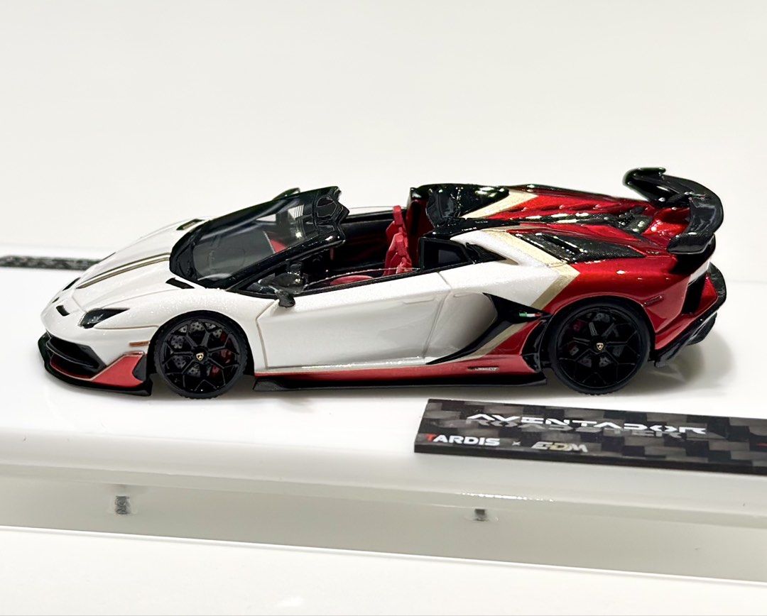EDM x Tardis 1/64th Lamborghini Aventador SVJ Roadster in Metal White/Metal Red (Category: Vehicle & Diecast Models) located in Singapore. Submitted by unusual64 (Listing ID 1443771681, Image 2). Description: Special collaborations EDM x Tardis 1/64 Lamborghini Aventador SVJ Roadster in Metal White/Metal Red. Come with detachable roof. Limited 149pcs with display case. Available in store now while stock last! Collect at Oxley BizHub or by registe