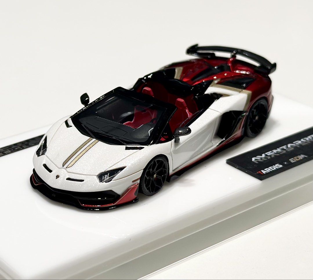 EDM x Tardis 1/64th Lamborghini Aventador SVJ Roadster in Metal White/Metal Red (Category: Vehicle & Diecast Models) located in Singapore. Submitted by unusual64 (Listing ID 1443771681, Image 1). Description: Special collaborations EDM x Tardis 1/64 Lamborghini Aventador SVJ Roadster in Metal White/Metal Red. Come with detachable roof. Limited 149pcs with display case. Available in store now while stock last! Collect at Oxley BizHub or by registe