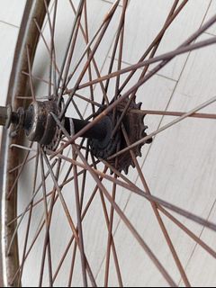 Vintage fixed and freewhell hub -bed Original Flying Pigeon Rear wheel. Vintage Bicycle Wheel with Freewheel Hub