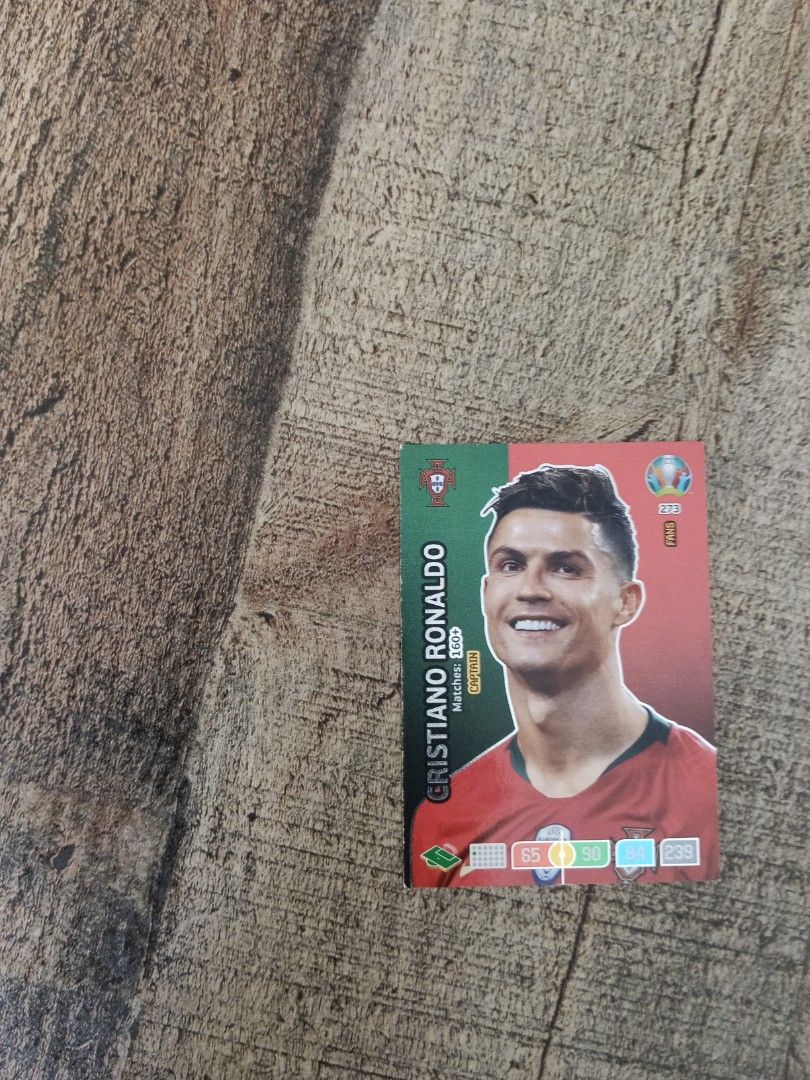 Cristiano Ronaldo Euro 2020 Panini Captain Card (Category: Raw Cards) located in Singapore. Submitted by nikhilnhatrix (Listing ID 1443962084, Image 1). Description: - Panini Euro 2020 Cristiano Ronaldo Captain Card - Features player stats on the front - Ideal for CR7 fans - A piece of football memorabilia.