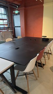 Large Black Conference Table with Cable Management