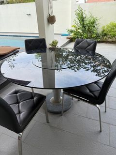 Dining Table with marble base and built-in lady susan