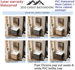 Toilet cabinet Climate / SG60 / CDC OK BTO Bundle Local Stock Delivery PVC 60cm bathroom basin cabinet + mirror cabinet waterproof