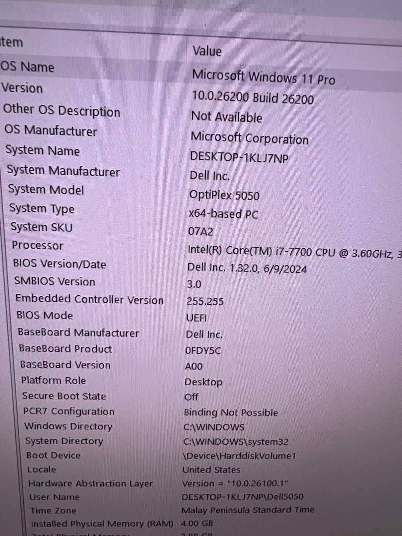 Dell 5050 sff i7 7700 windows 11 pro 8 Gb 256GB SSD (Category: Desktops) located in Singapore. Submitted by icb.gadgets (Listing ID 1444413295, Image 5). Description: Dell 5050 small form factor i7 7700 8 GB Ram 256GB SSD 2 DP and 1 HDMI port Windows 11 pro DVD writer. Add new 1TB hdd - $20 Add new keyboard - $15.