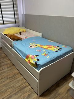 IKEA White Single Bed Frame with Storage Drawers